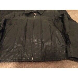 Vintage Sears The Leather Shop Men's Full Zip Jacket Coat Size 38 Regular Black